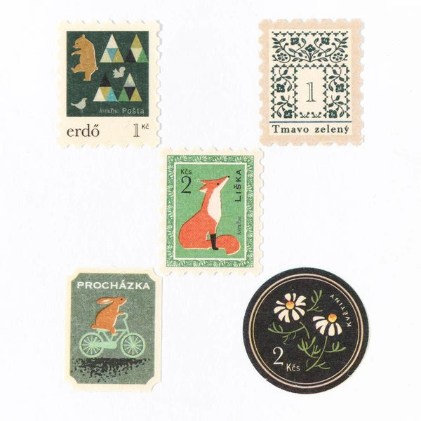NEW // Verde Antik Piac Postage Style Sticker Flakes