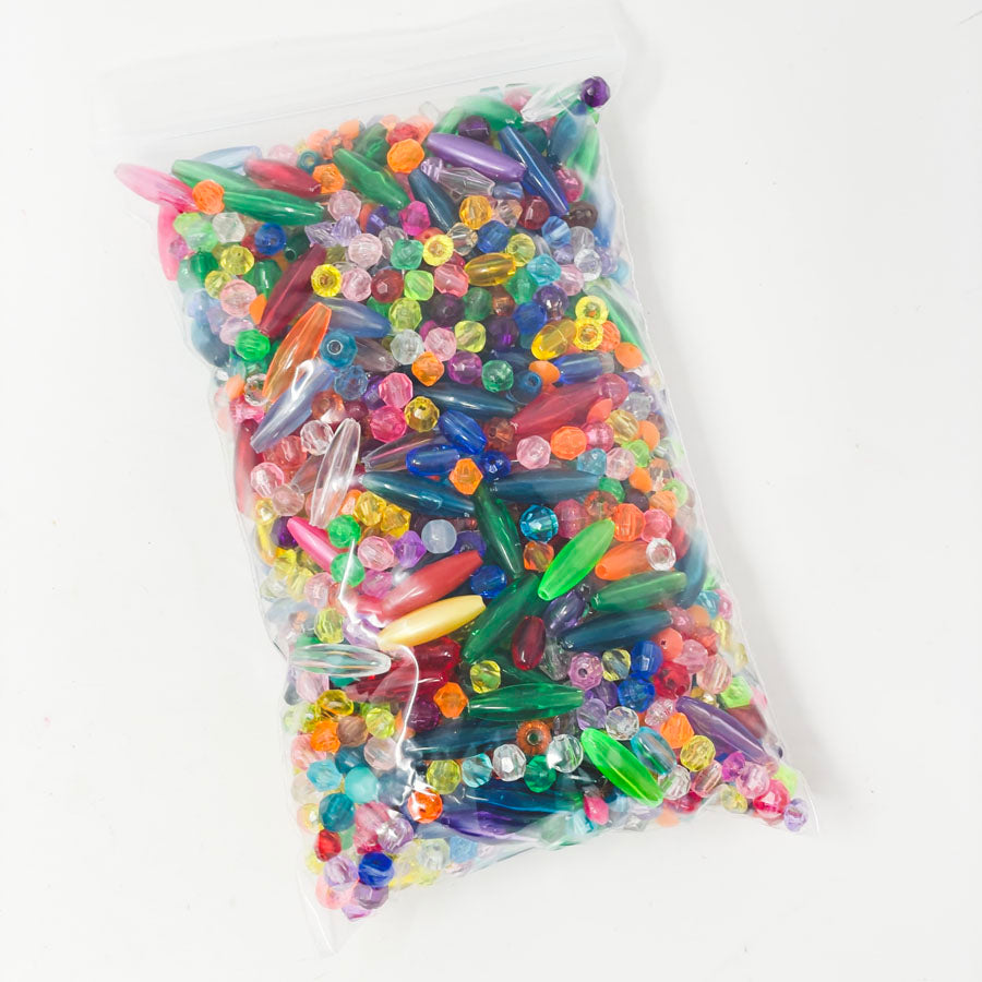 Multi-Color Smooth Oblong and Faceted Bead Pack