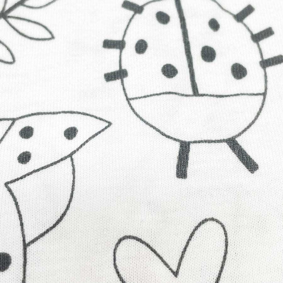 1 yd x 52" B&W Ladybug Jersey/Stretch Fabric