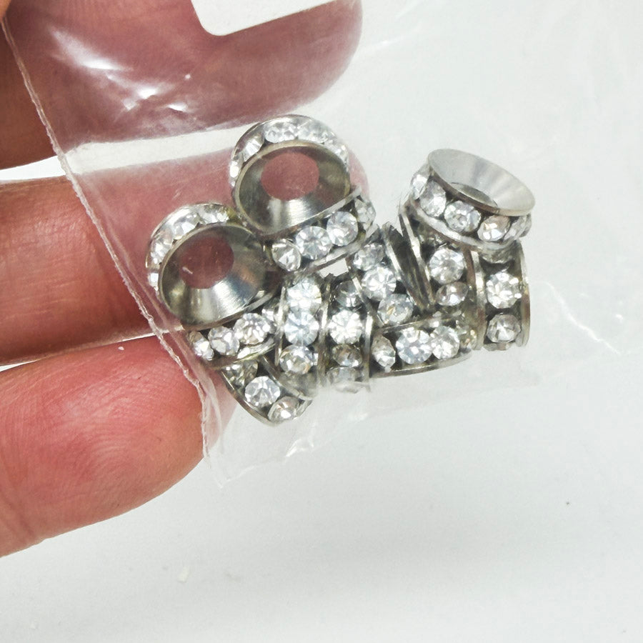 Platinum/Brass 10x4 Rhinestone Beads (12)
