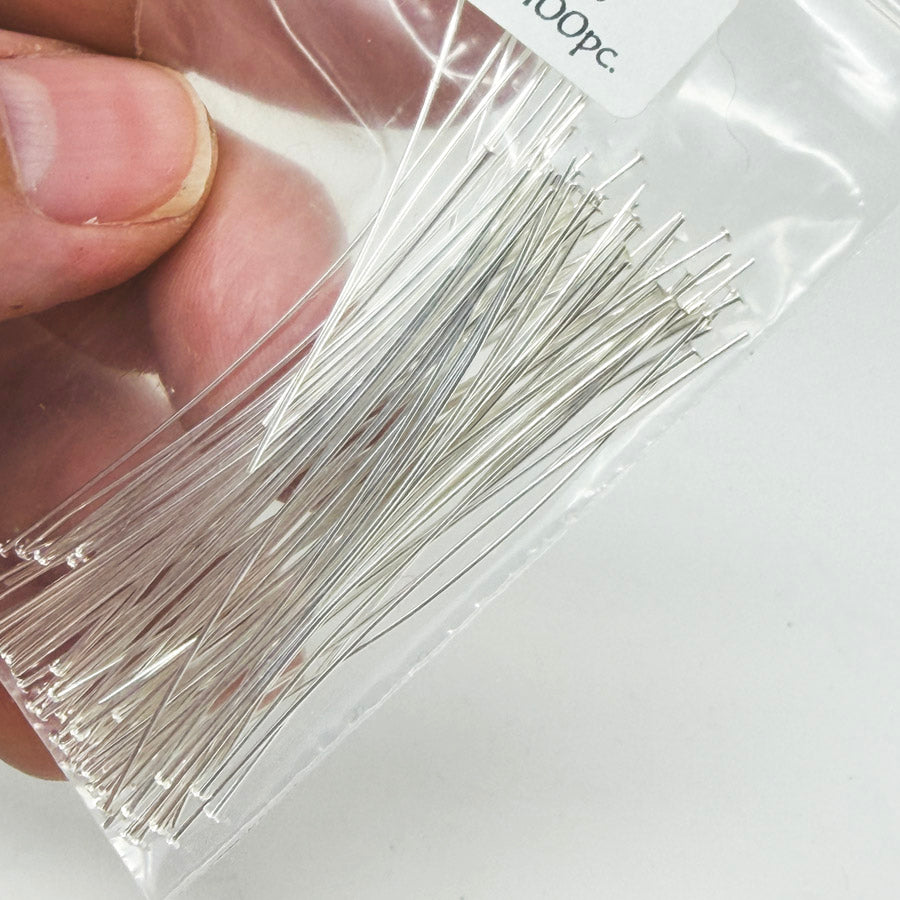 Silver Plate/Brass 2" 24g Jewelry Head Pins