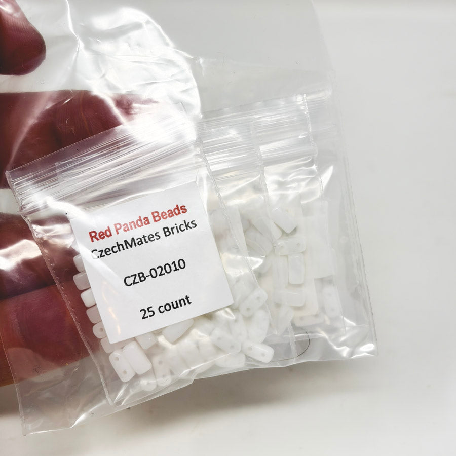 CzechMates White Bricks Bead Bundle - Red Panda Beads