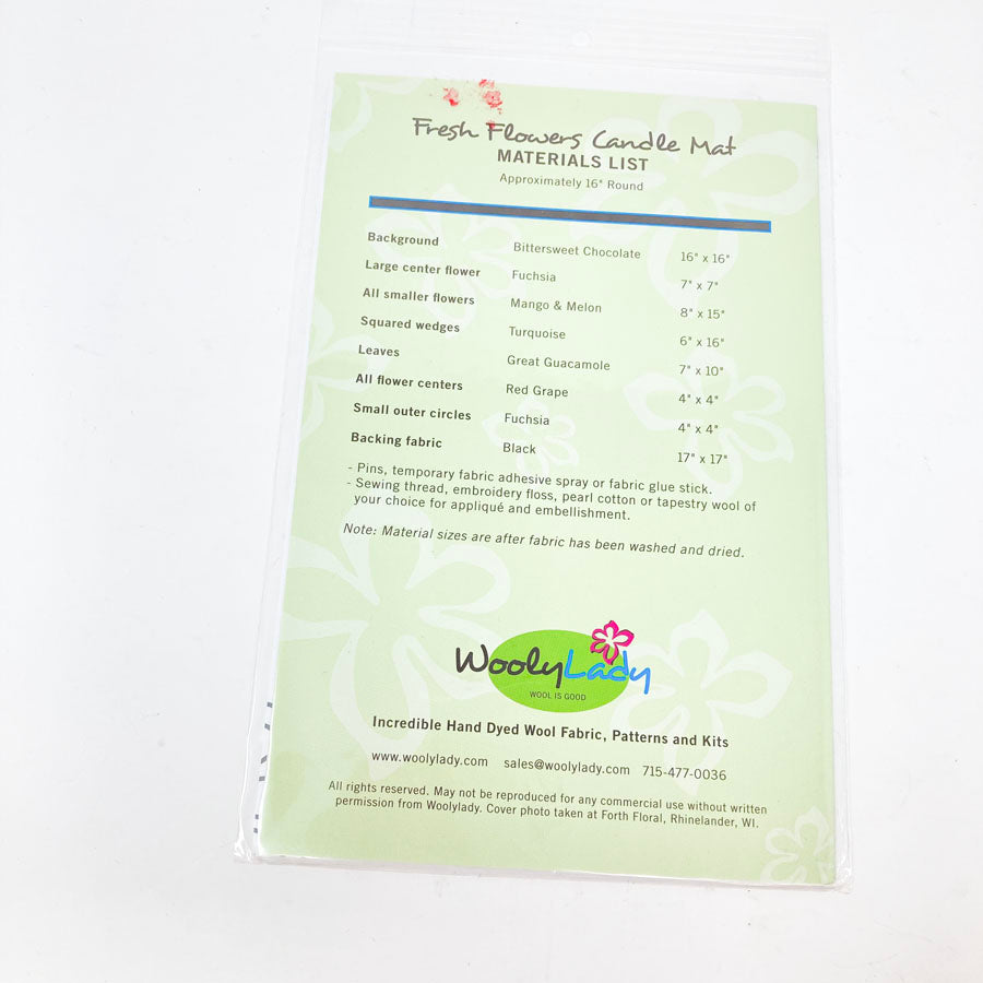 Fresh Flowers Candle Mat Sewing Pattern by Wooly Lady