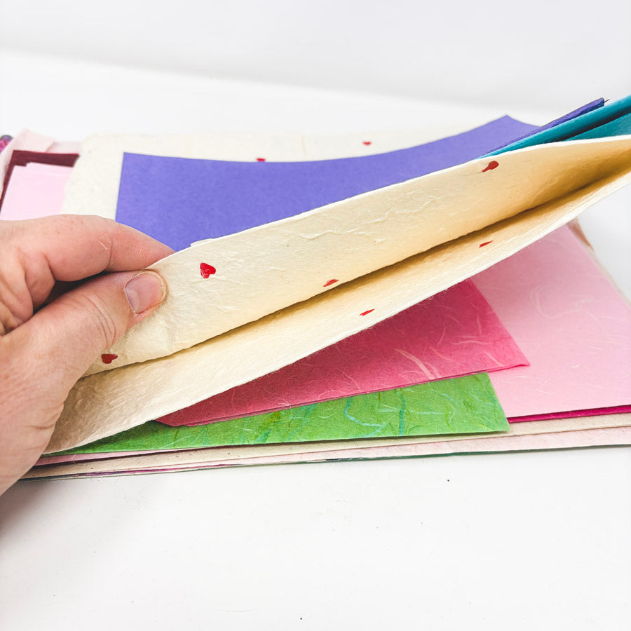 Colorful Handmade & Mulberry Mixed Size Paper Pack