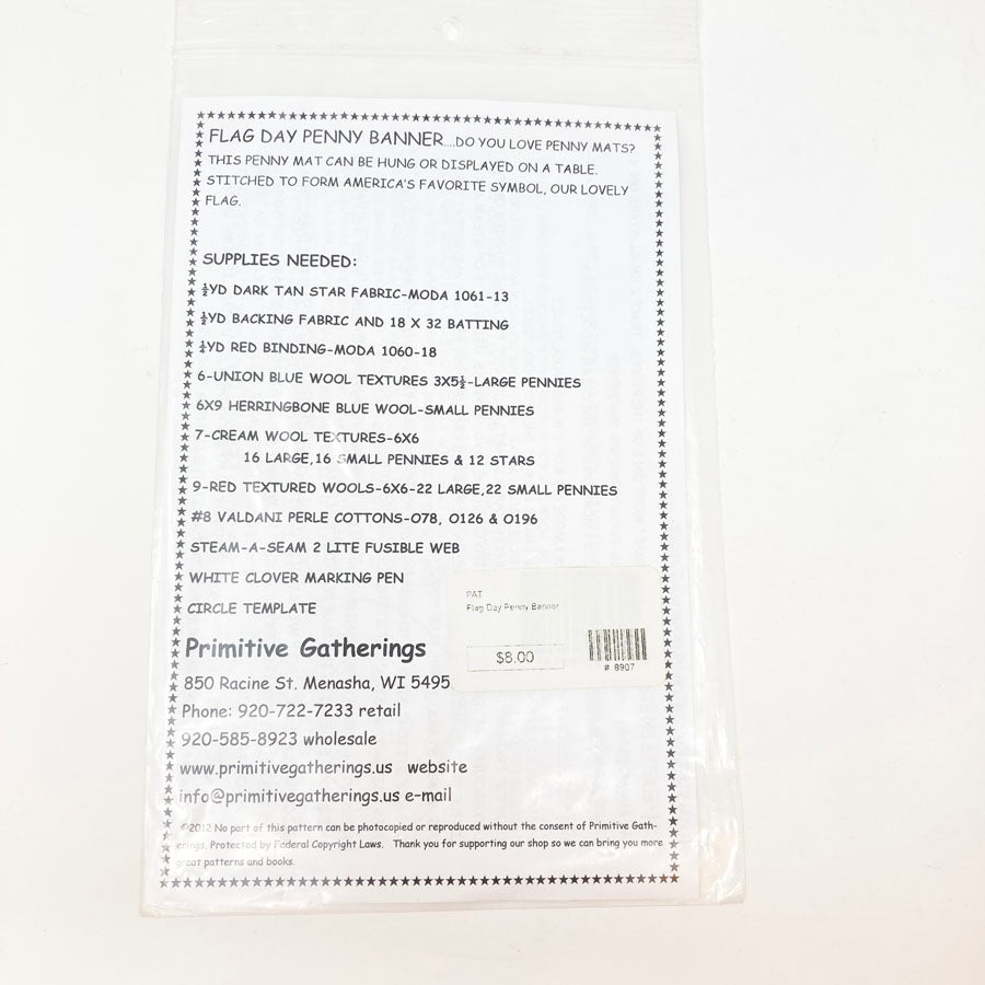 Flag Day Penny Banner Sewing Pattern by Primitive Gatherings