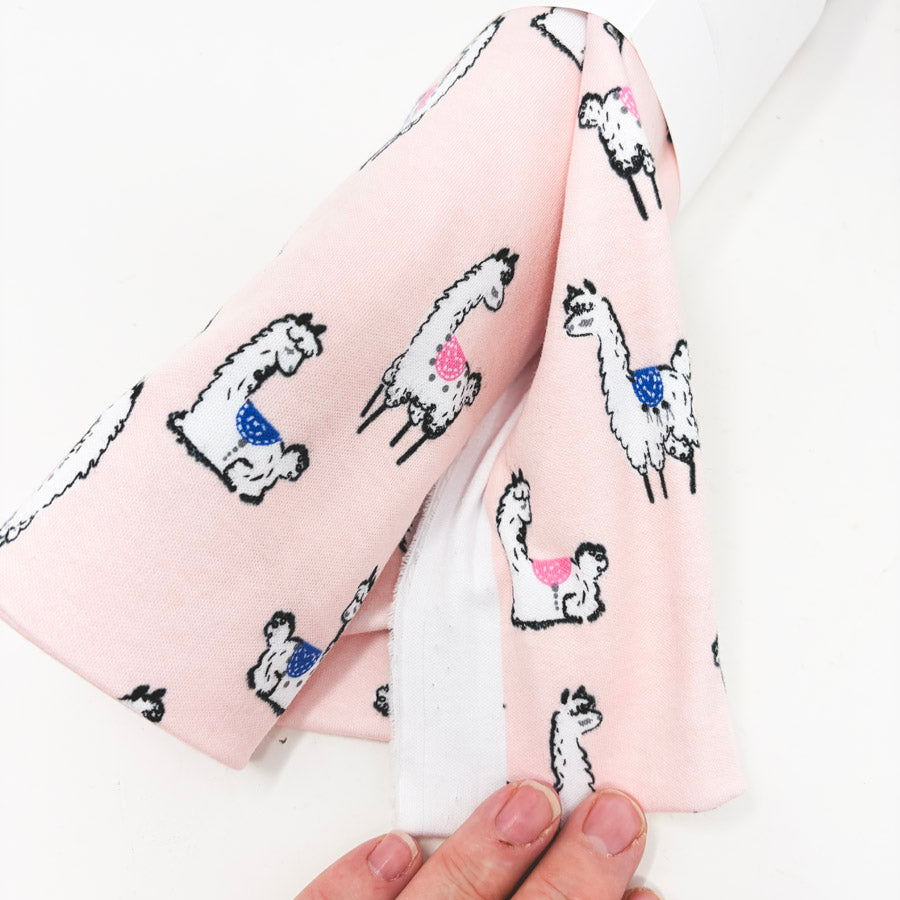 32" × 53" Pink Llama Jersey Knit