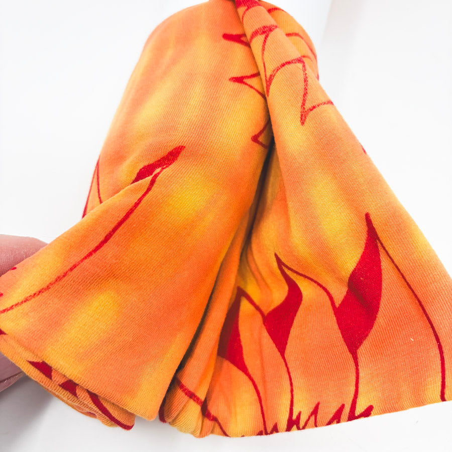 39" × 76" Orange Floral Cotton Jersey Knit