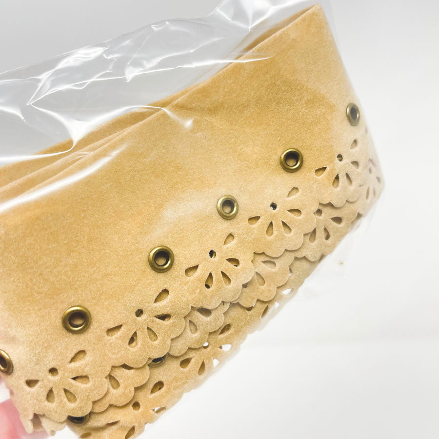 Tan Velour Lace Trim with Eyelets