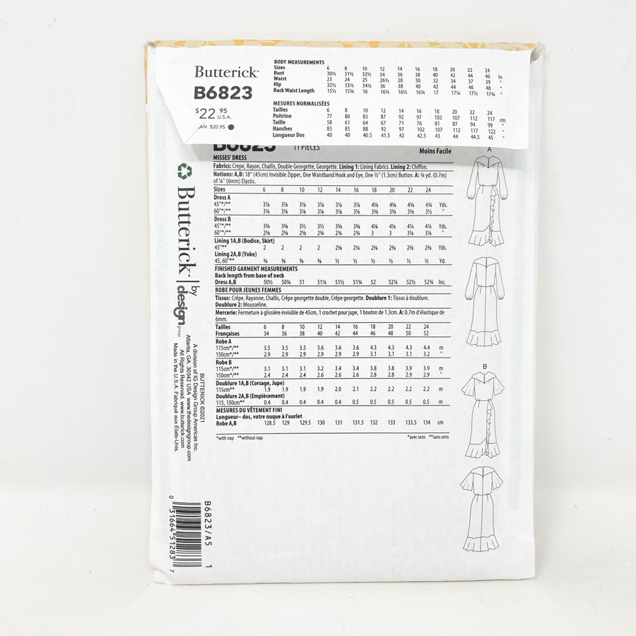 B6823 Dress Pattern (6-14) - Butterick - 2021