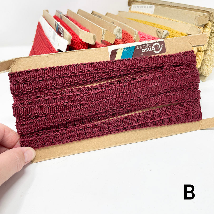 1/2" Scroll Braid Gimp w/ Backing - By The Spool - Warm Color Options
