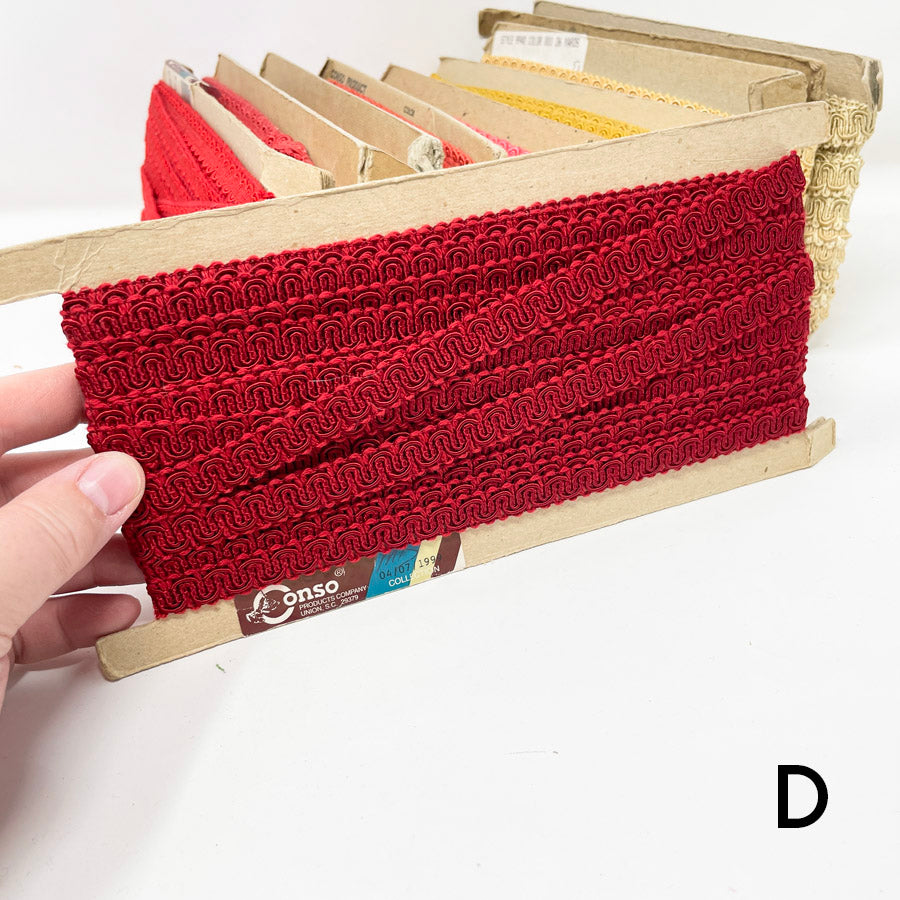 1/2" Scroll Braid Gimp w/ Backing - By The Spool - Warm Color Options