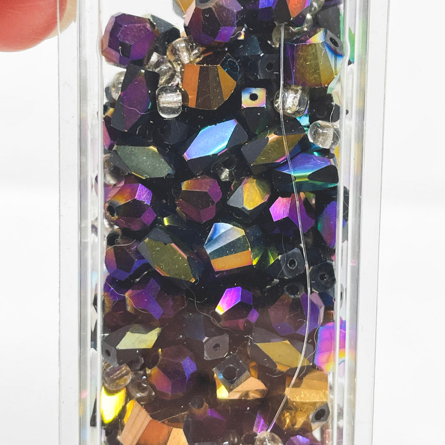 Assorted Iridescent Faceted Glass Beads