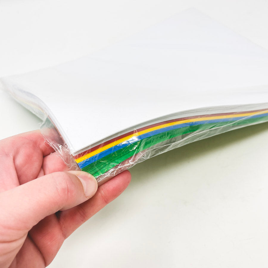 Green, Blue, Yellow, Red, and White paper bundle 8.5"x11"