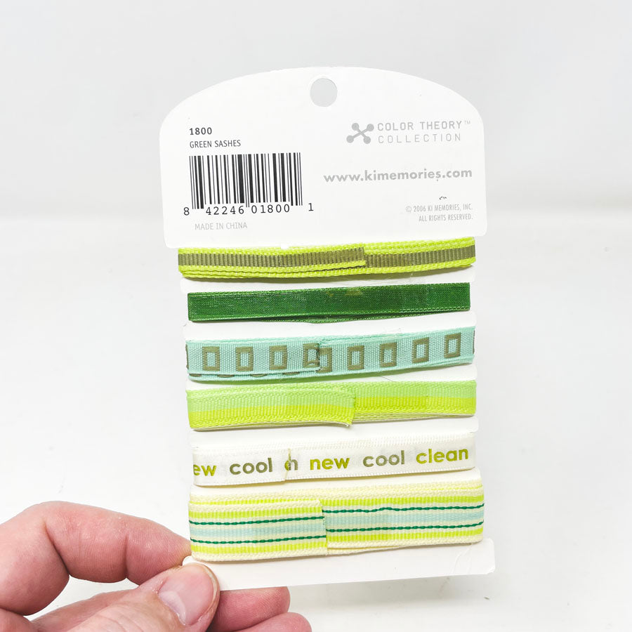KI Memories Green Sashes Scrapbooking Ribbon