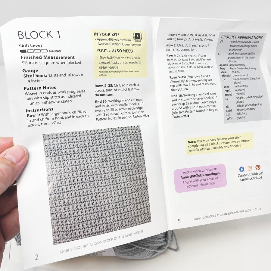 Annie's Block of the Month Club Afghan Kit - Coastal Gray