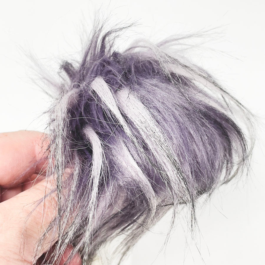 Small Faux Fur Pom - Purple/Gray