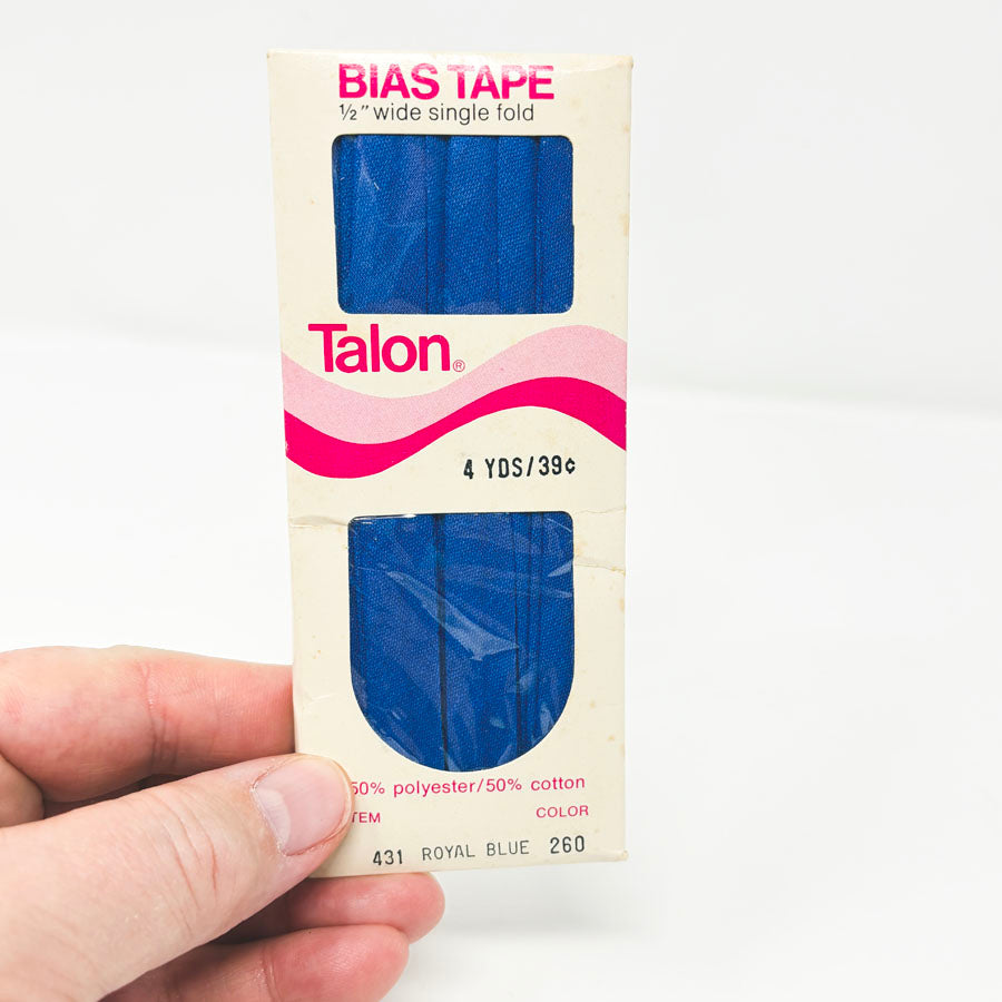 Talon Bias Tape 1/2" Wide Double Fold in Royal Blue