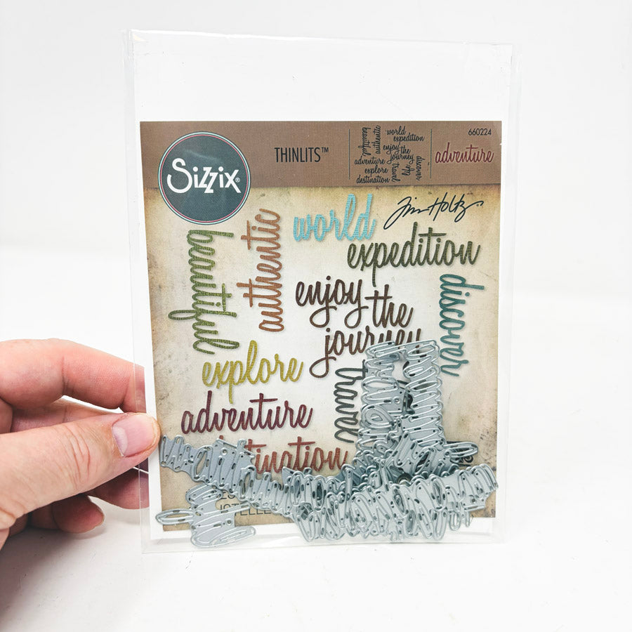Sizzix Thinlits Dies by Tim Holtz - Adventure Script Words