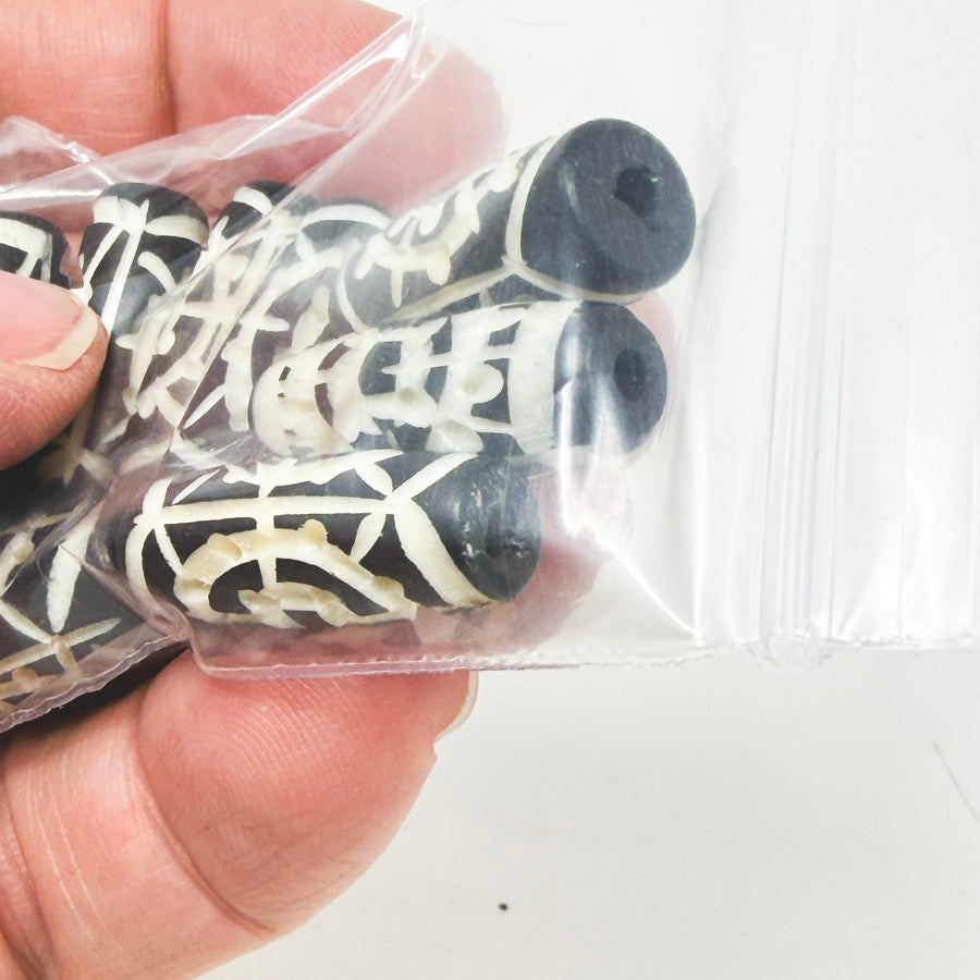 African Batik Bone Barrel Beads (8)
