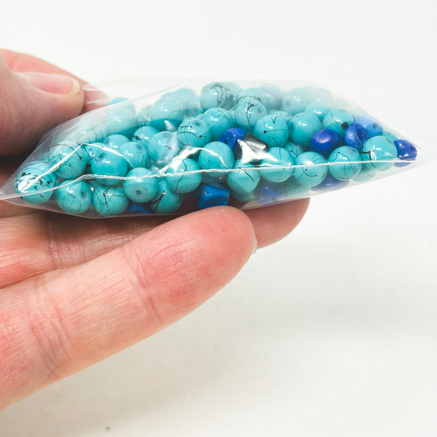 Turquoise Howlite & Blue Round Stone Beads