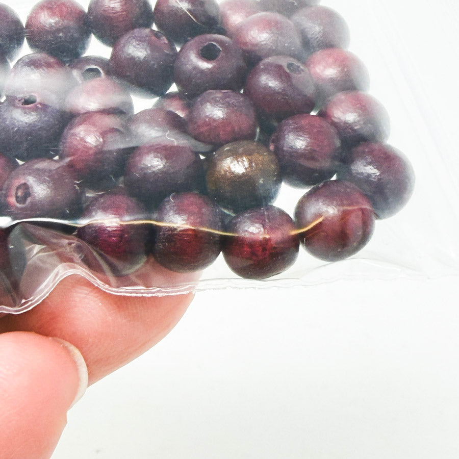 Burgundy Wooden Round Beads