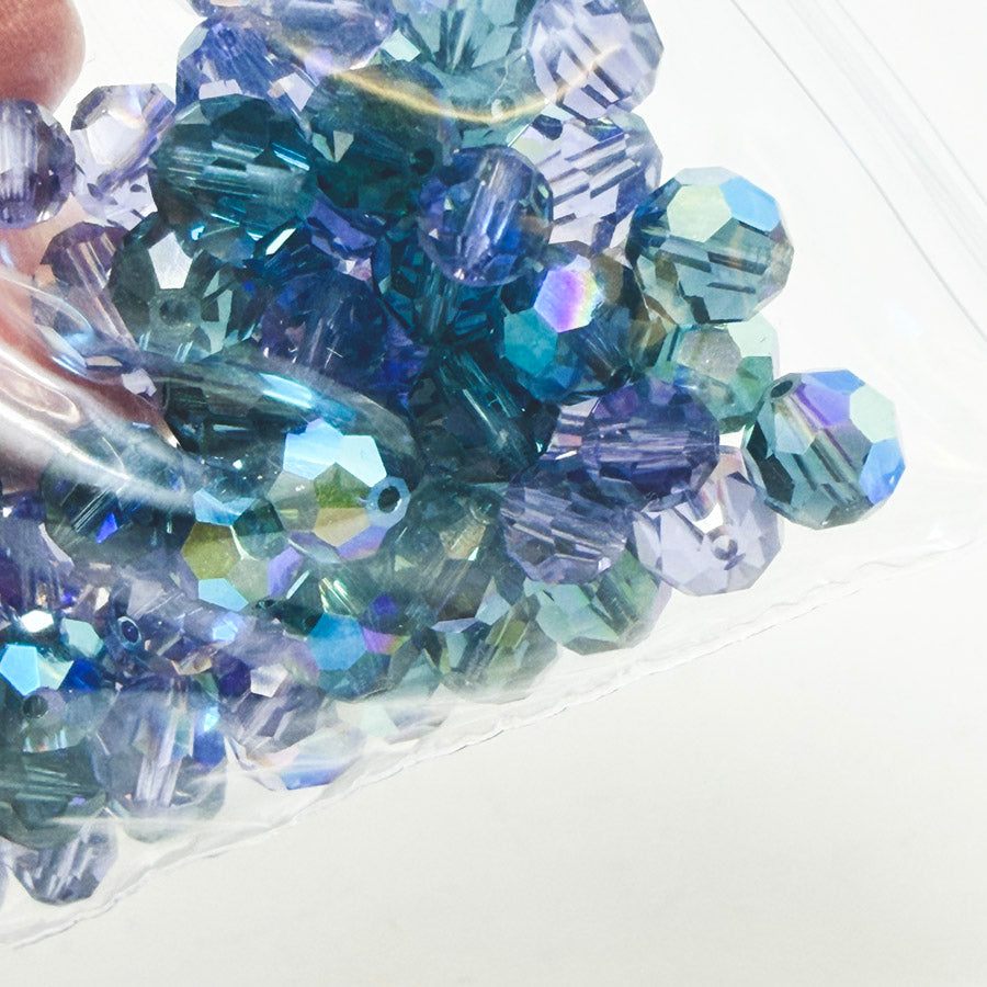 Blue & Teal Swarovski Round Faceted Crystal Beads