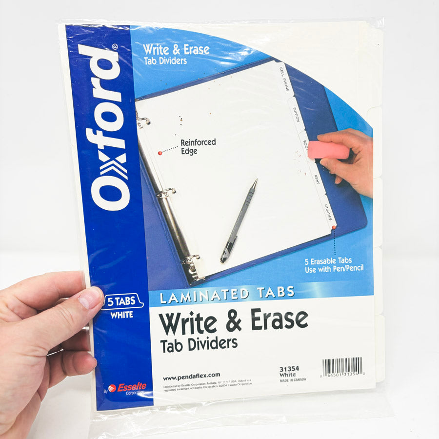 Oxford Write and Erase Tab Dividers