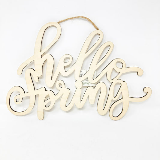 Hello Spring Wood Sign