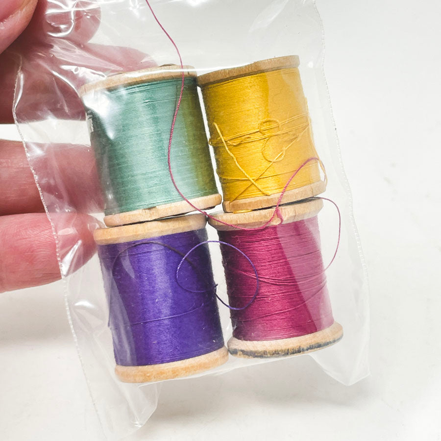 4 Vintage Wood Thread Spools