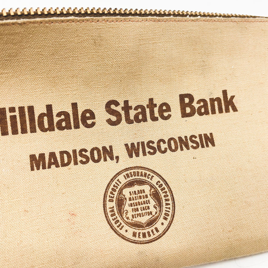 Vintage Hilldale State Bank Fabric Bank Bag