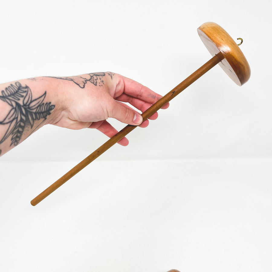 Hardwood Drop Spindle with Rounded Whorl / Medium Wood