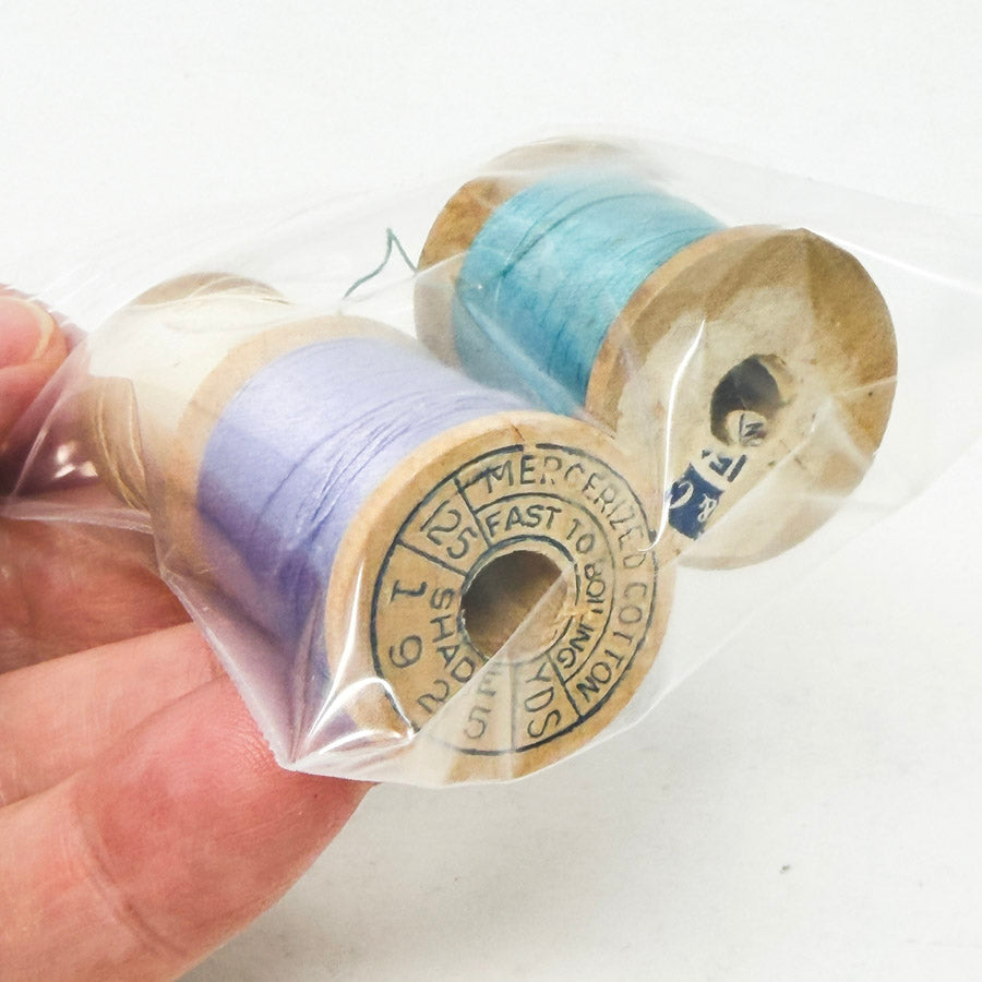 3 Vintage Small Wood Thread Spools