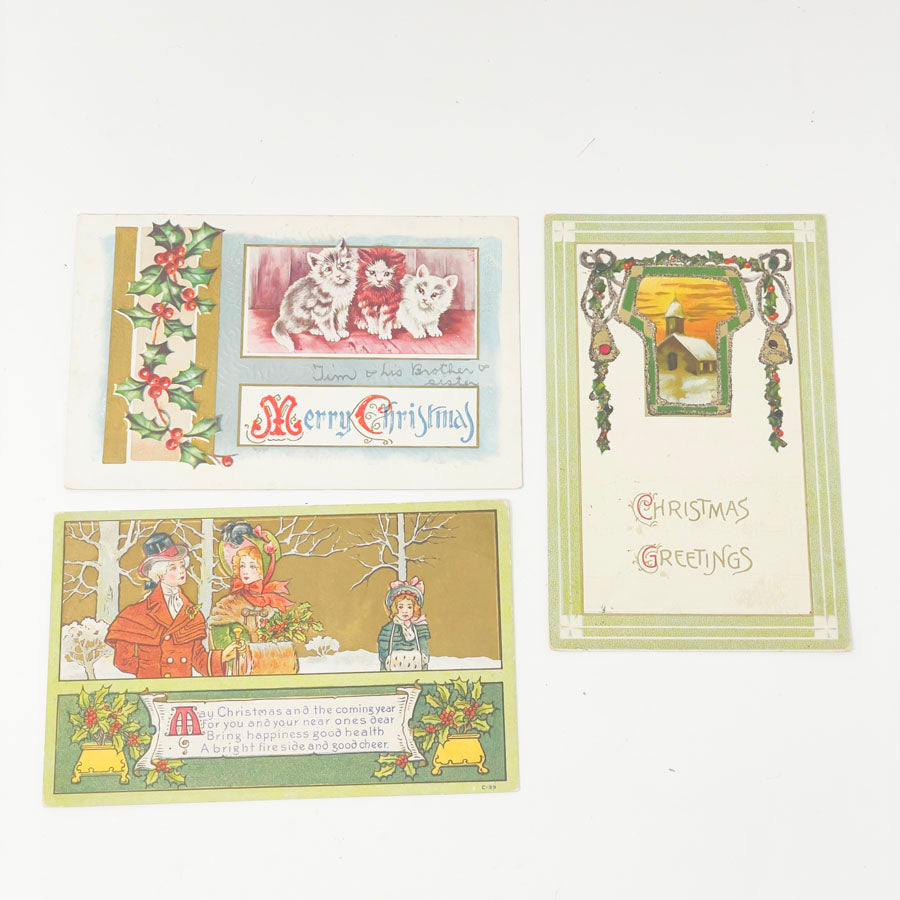 Seven Antique Edwardian New Year/Christmas Postcards