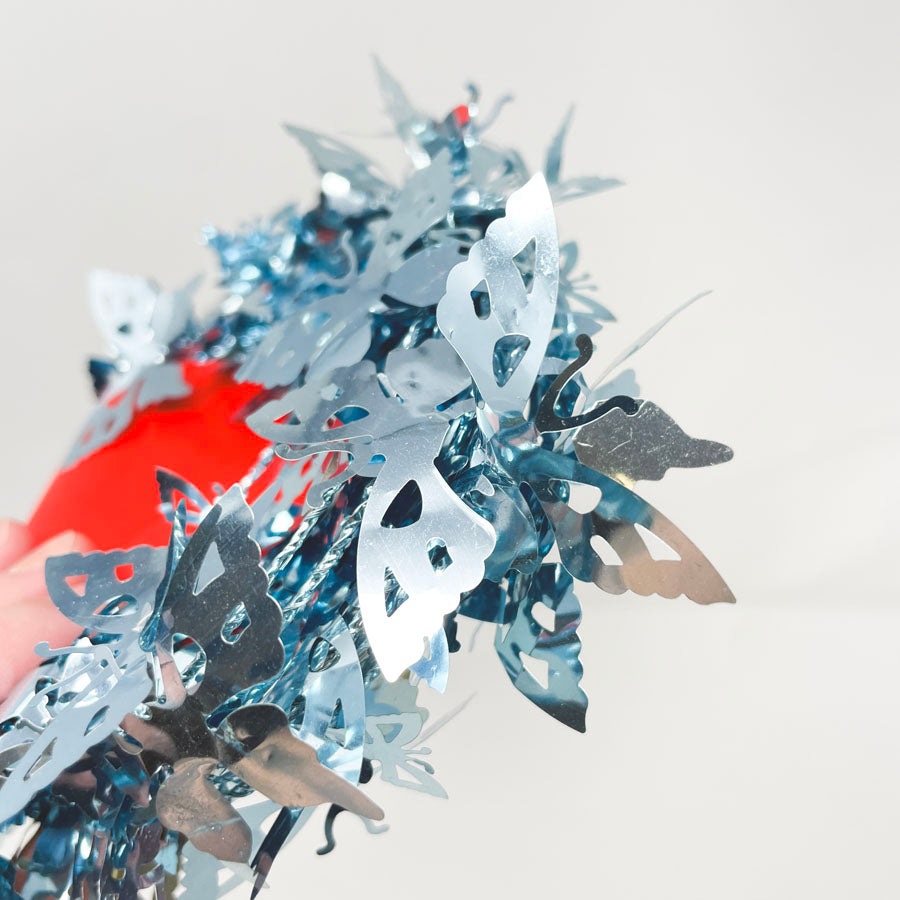 Wildwood International Metallic Blue Butterfly Garland
