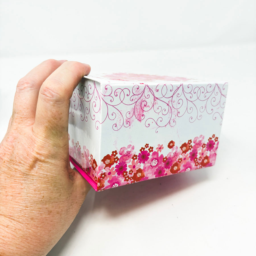 Pink Floral Heart Gift Box With Velcro Lid