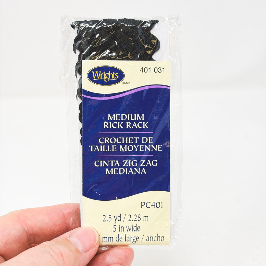 Wrights Medium Rick Rack (Black)