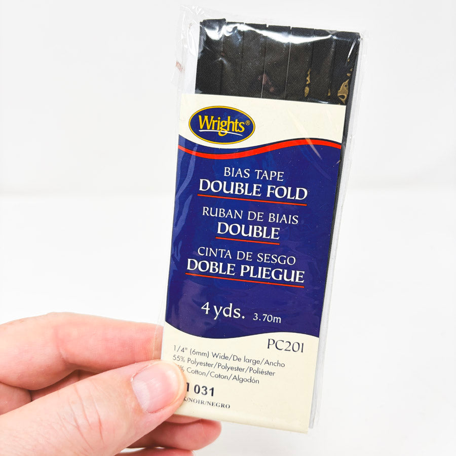 Wrights Bias Tape Double Fold (Black)