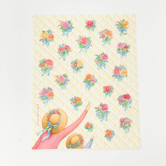 Vintage 1980s Hallmark Sticker Sheet - Flowers on a Trellis (3)
