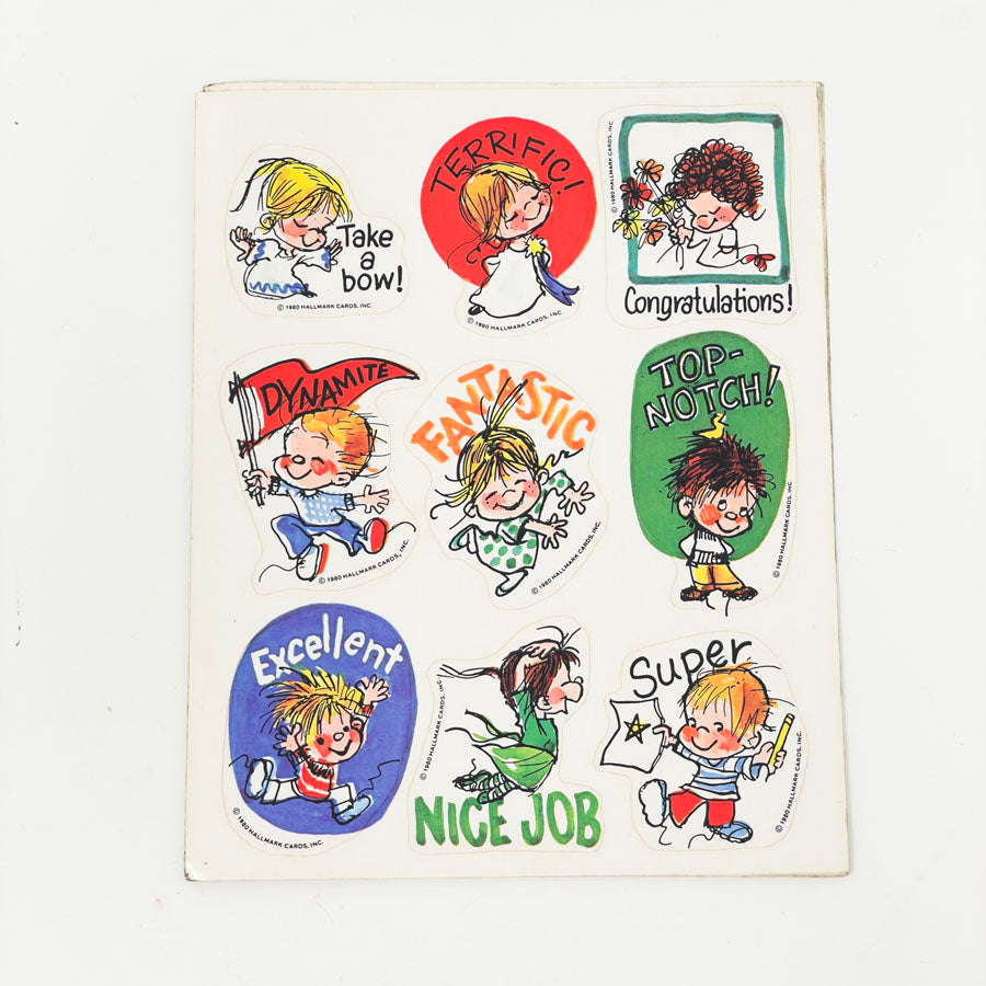 Vintage 1980s Hallmark Sticker Sheet - Cute Kids & Sayings (4)