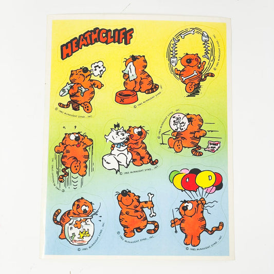 Vintage 1983 Hallmark Ambassador Sticker Sheet - Heathcliff (1)
