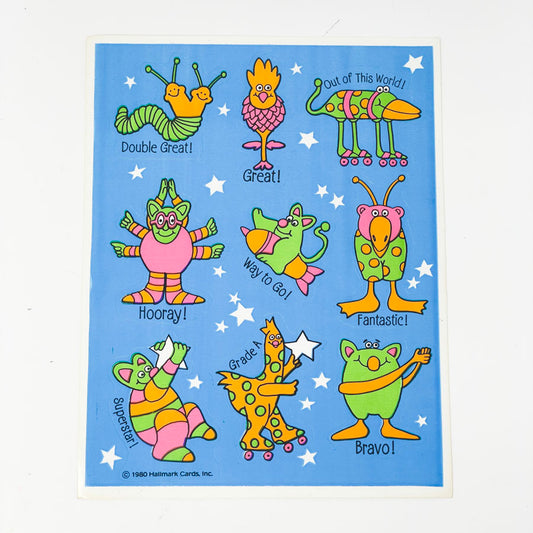Vintage 1980s Hallmark Sticker Sheet - Monsters (1)