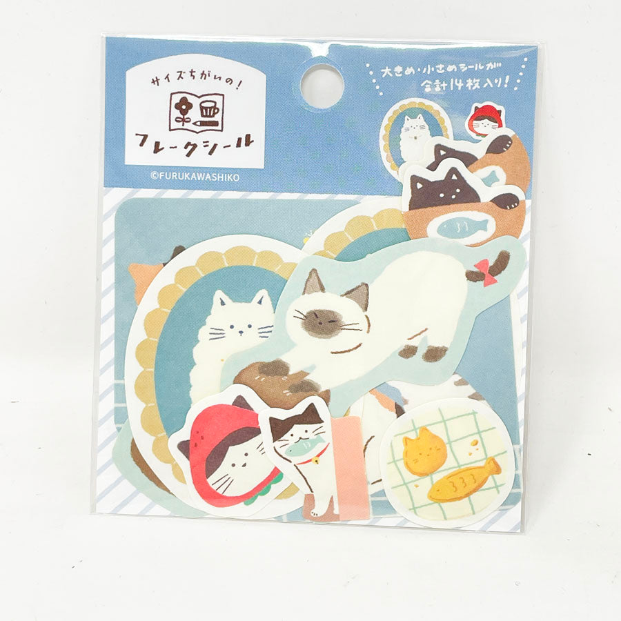 NEW // Furukawa Paper Flake Stickers – Cat Theme (14 pcs)