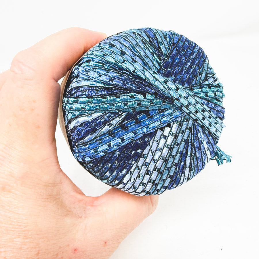 No Label Blue Ladder Ribbon Yarn