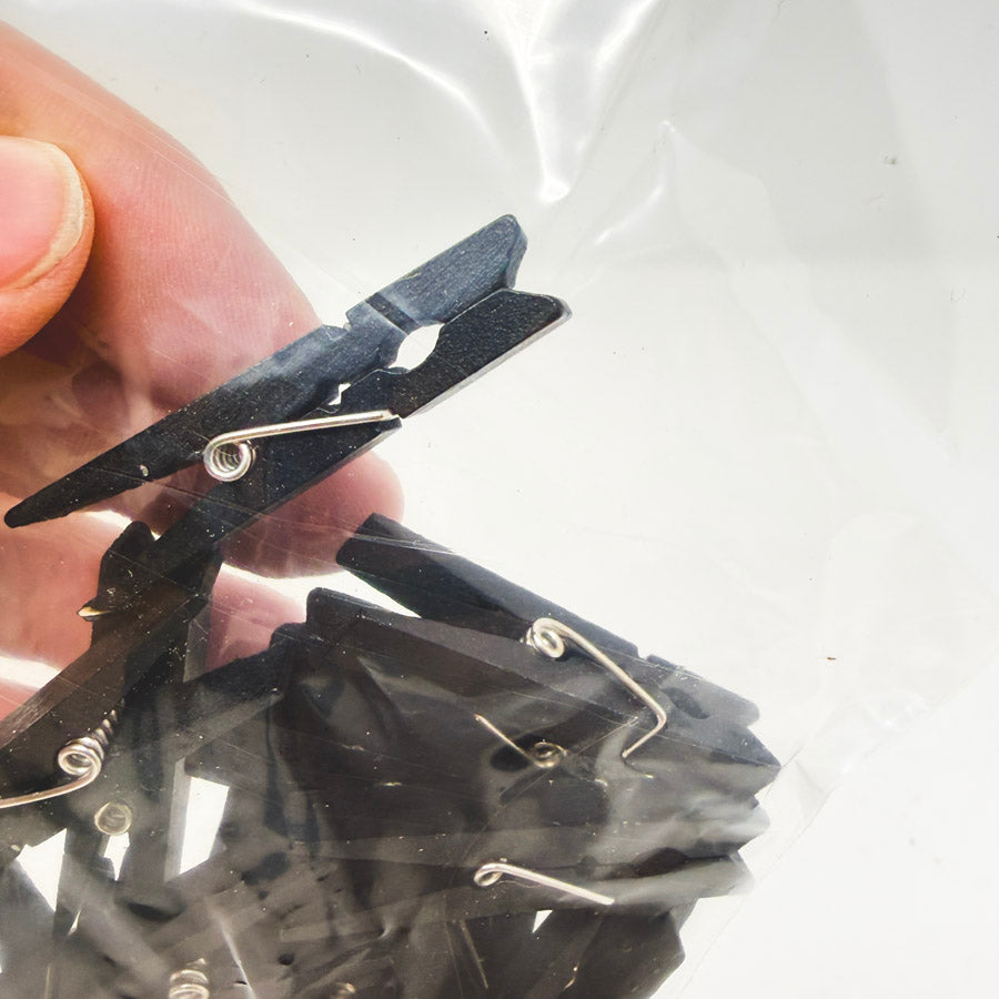 Bundle of Black Clothespins