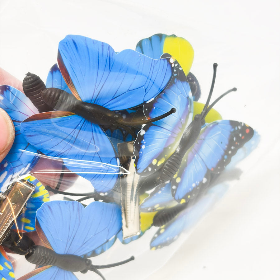 Blue Plastic Butterfiles with Clips