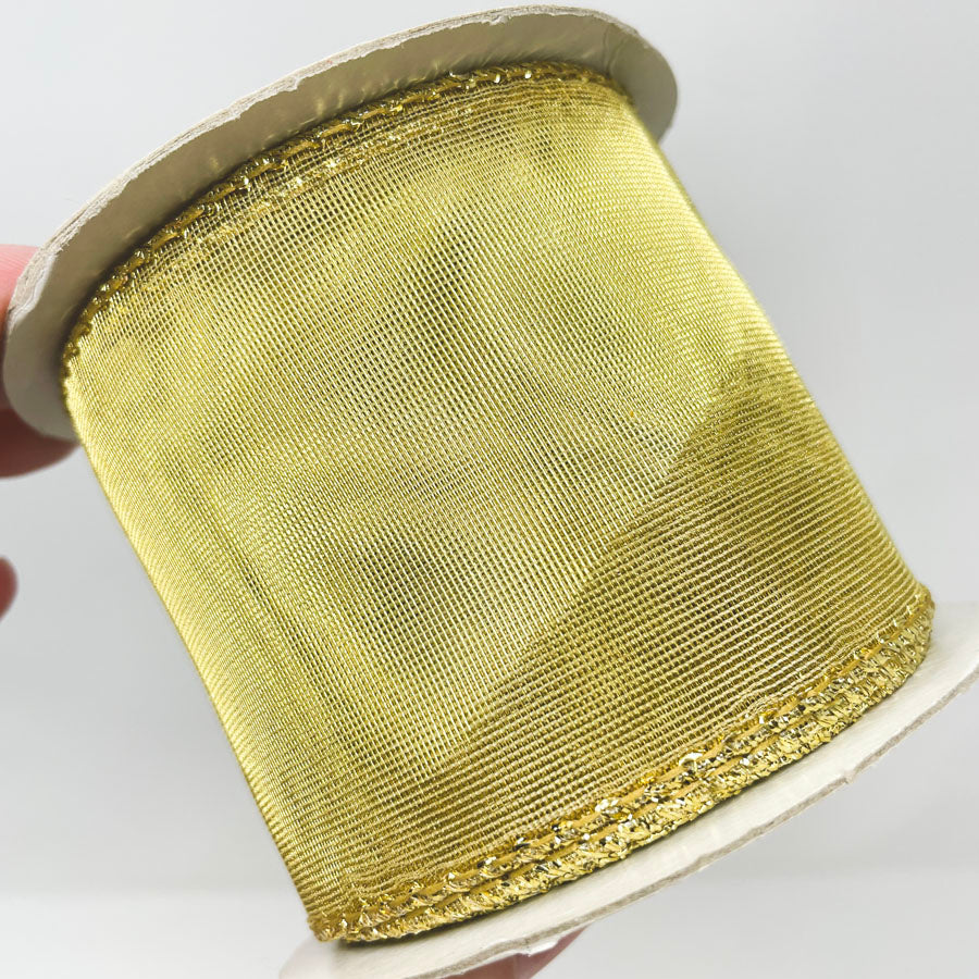 Metallic Gold Sheer Wire Edged Ribbon