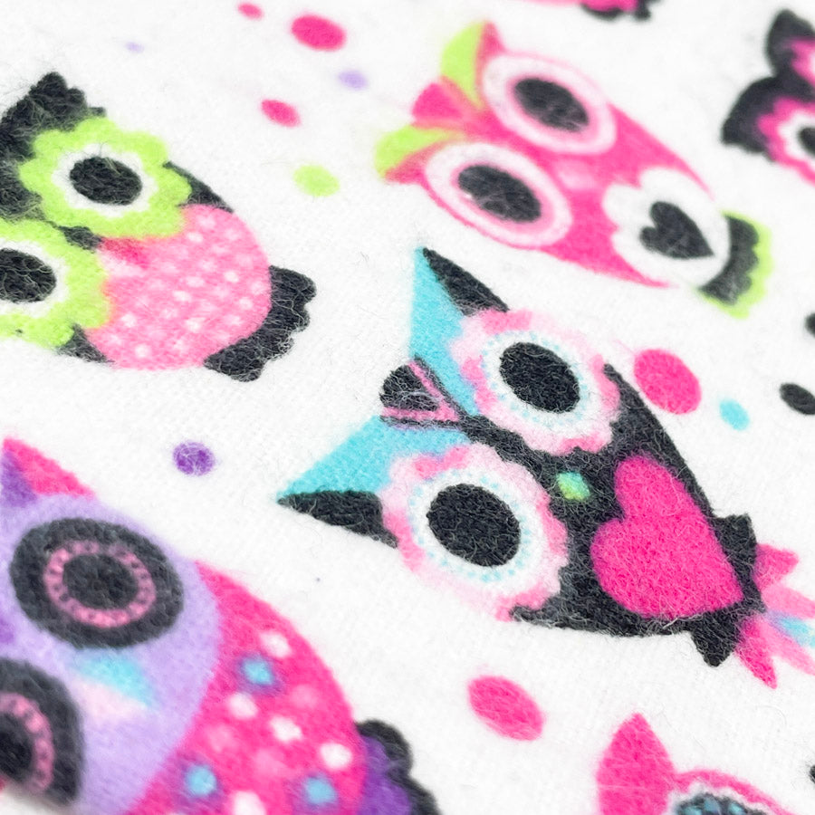 Multicolor Owl Flannel Fabric - 40" x 31"