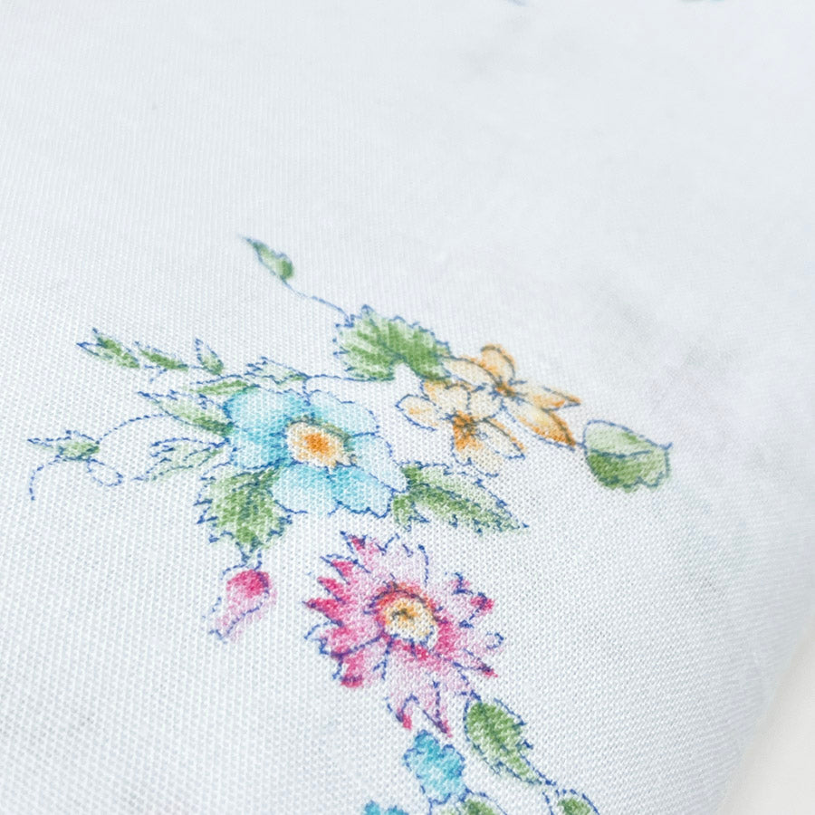 Blue Floral Lightweight Cotton Blend Fabric - 3.5 yards