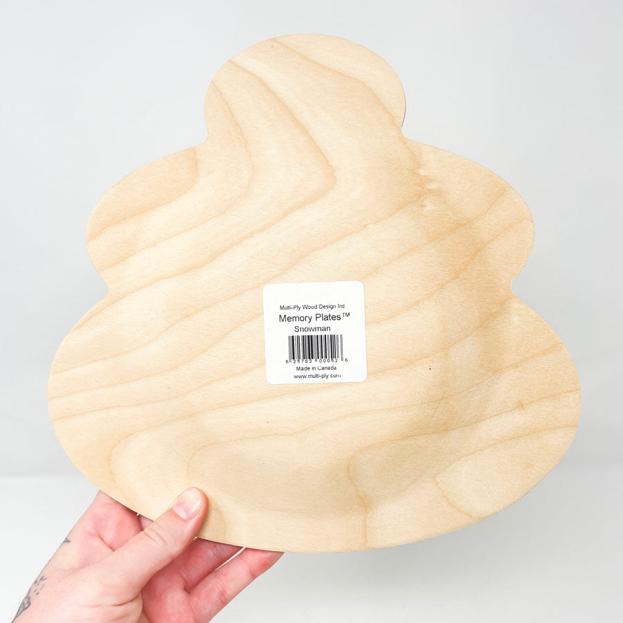 Unfinished Wood Snowman Memory Plate