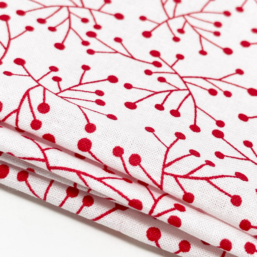 Red Branches Cotton Blend Fabric - 1 yard